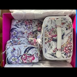Vera bradley 3 piece travel cosmetic bags hummingbird park pattern
